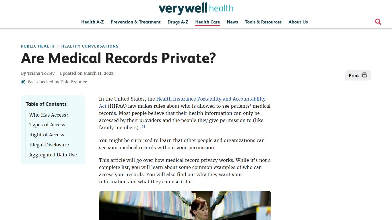 Are Medical Records Private? - Verywell Health